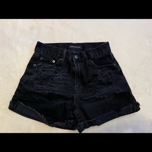 Black denim ripped shorts “mom shorts”